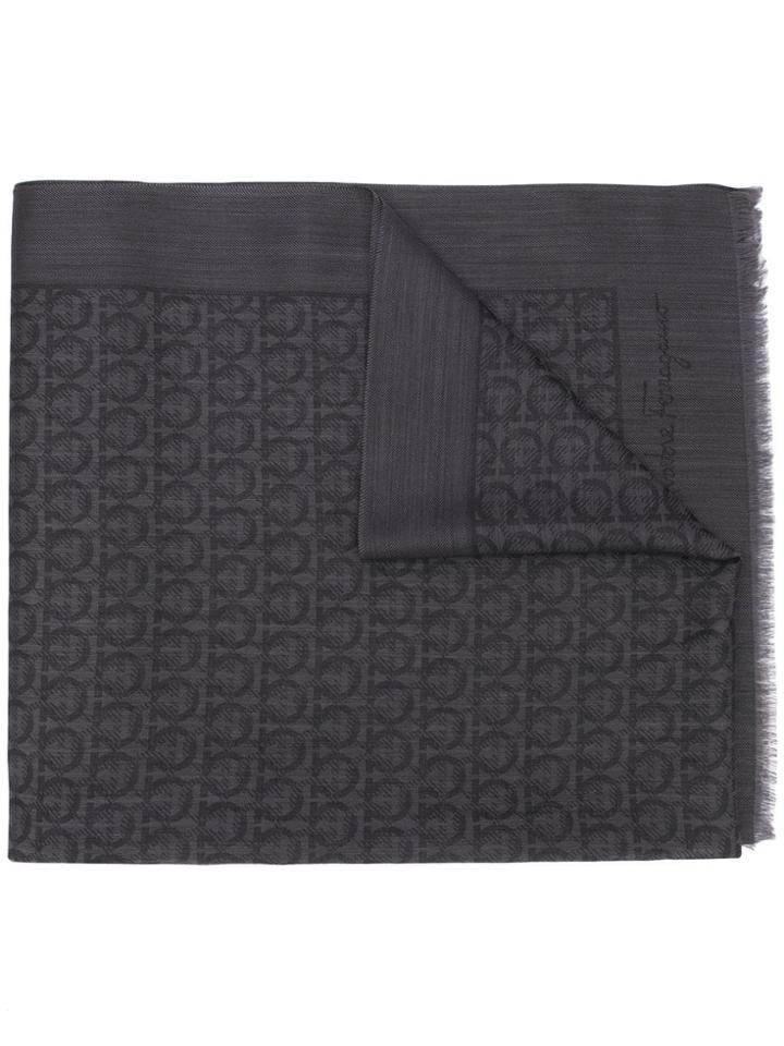 Salvatore Ferragamo Gancio Jacquard Scarf - Grey