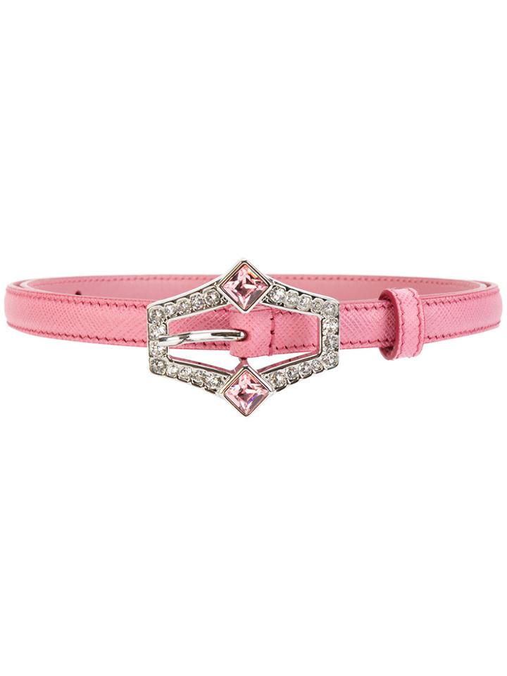 Prada Thin Jewelled Buckle Belt - Pink & Purple