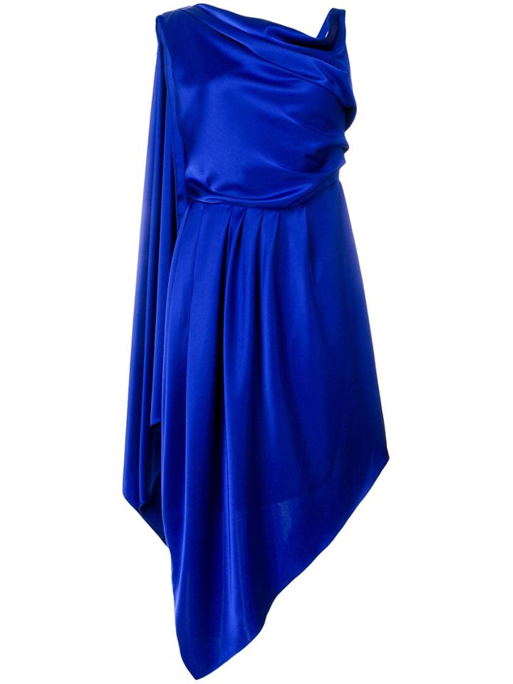 Osman Asymmetric Draped Dress - Blue