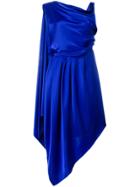 Osman Asymmetric Draped Dress - Blue
