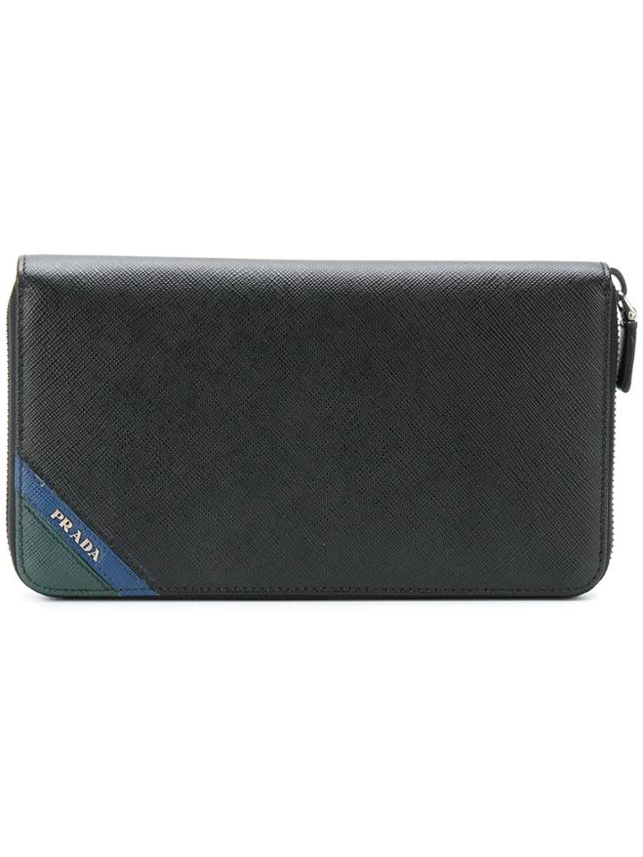 Prada Corner Logo Travel Wallet - Black