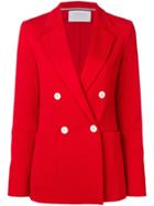 Harris Wharf London Double Breasted Blazer Jacket - Red
