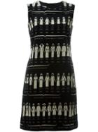 Moschino Vintage Velvet Print Dress, Women's, Size: 44, Black