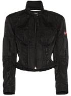 Marine Serre Moire Cropped Jacket - Black