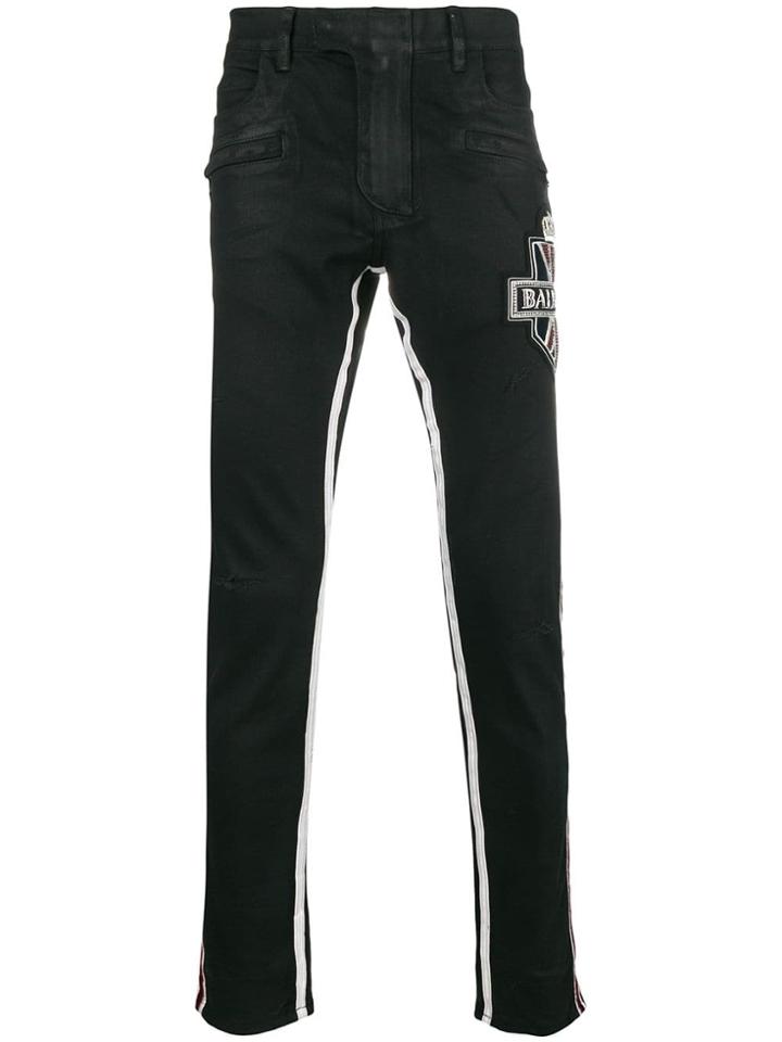 Balmain Embellished Logo Jeans - Black
