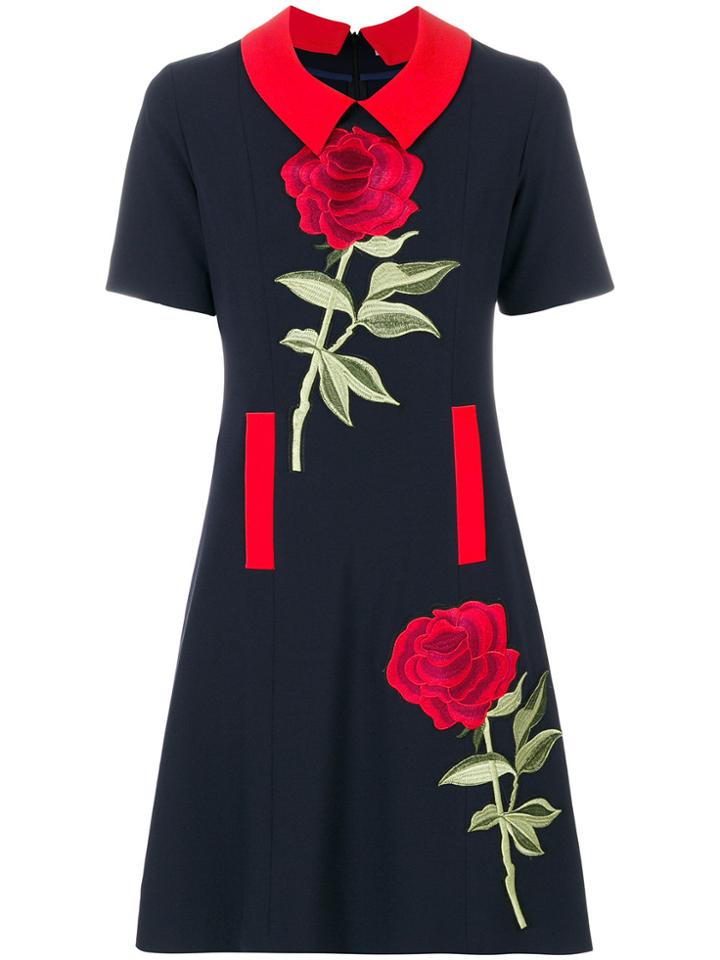 Femme By Michele Rossi Embroidered Floral Dress - Blue