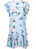 Ermanno Scervino Floral Print Ruffle Dress - Blue
