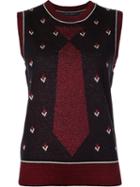 Marc Jacobs Tie Intarsia Gilet, Women's, Size: Medium, Black, Nylon/acetate/wool