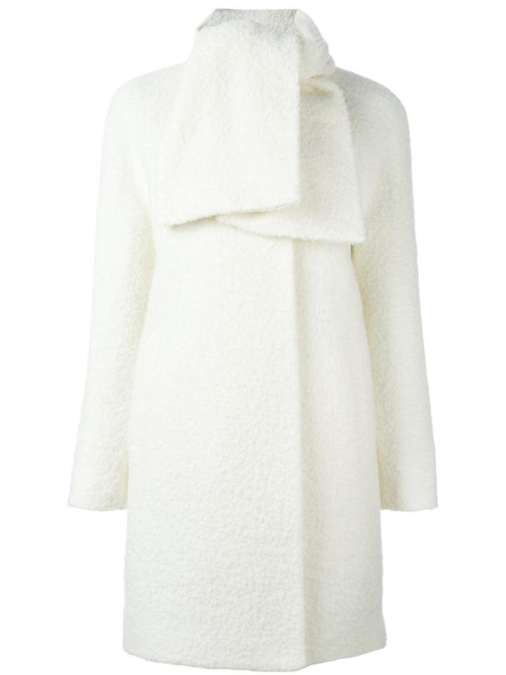 Blugirl Tie-neck Coat, Women's, Size: 42, White, Acrylic/polyamide/wool
