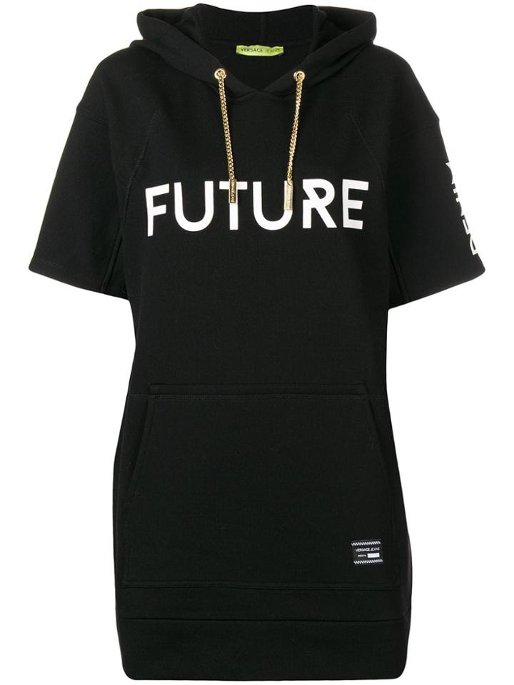 Versace Jeans Hooded Short Sleeve Long Jumper - Black