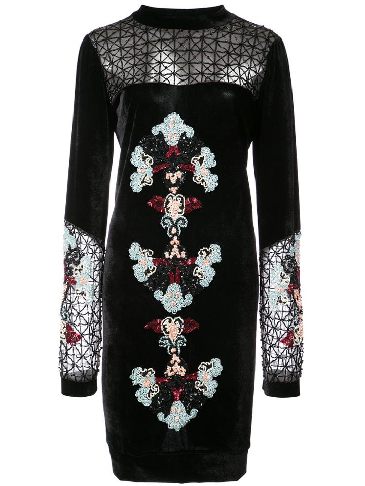Patbo Geometric Tulle Panel Mini Dress - Black