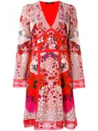 Roberto Cavalli - Floral Print Dress - Women - Silk - 42, Red, Silk
