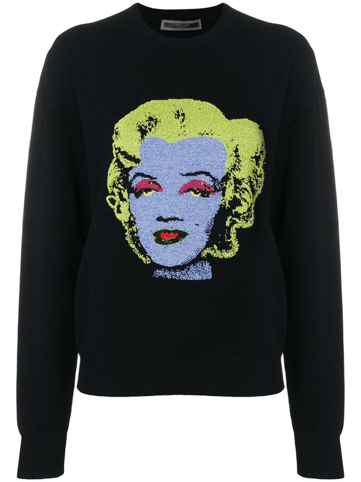 Versace Marylin Monroe Print Sweatshirt - Black
