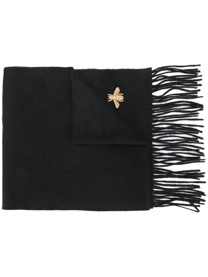 Gucci Floral Embroidered Scarf - Black