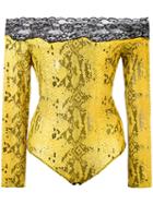 Faith Connexion - Snakeskin Print Body - Women - Cotton/polyamide/spandex/elastane/lyocell - L, Yellow/orange, Cotton/polyamide/spandex/elastane/lyocell