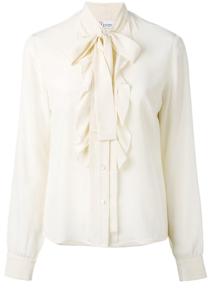 Red Valentino - Pussy Bow Blouse - Women - Silk - 42, Nude/neutrals, Silk