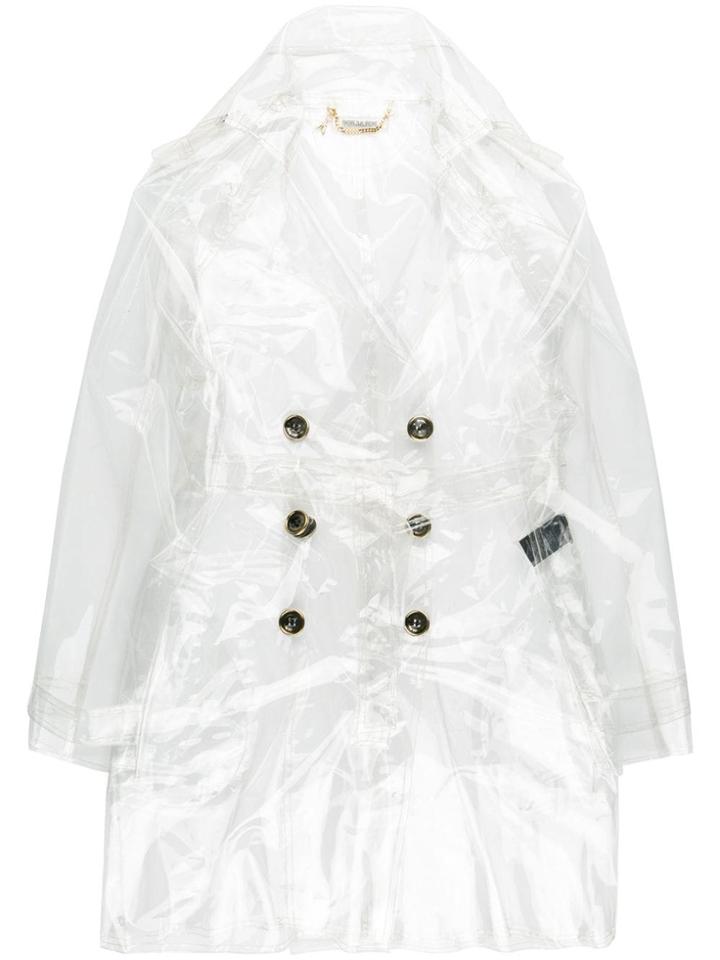 Patrizia Pepe Transparent Double Breasted Coat - White
