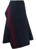Victoria Beckham Logo-stripe Asymmetric Midi-skirt - Blue