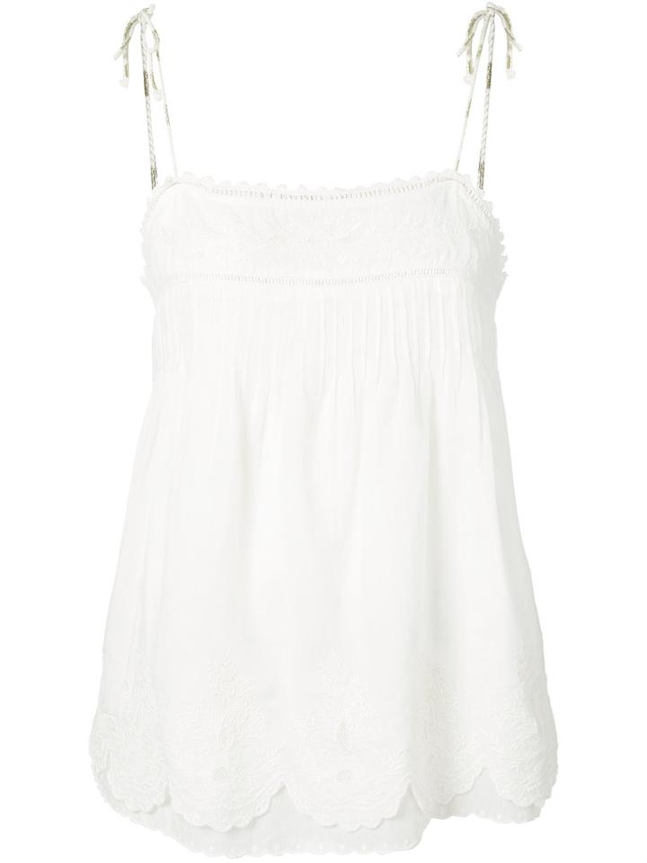 Joie - Scallop Hem Blouse - Women - Cotton/viscose - M, White, Cotton/viscose