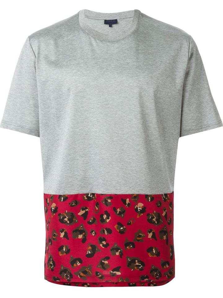 Lanvin Contrasted Hem T-shirt, Men's, Size: S, Grey, Silk/cotton
