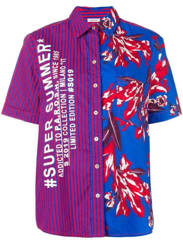 P.a.r.o.s.h. Colour-block Short Sleeve Shirt - Blue