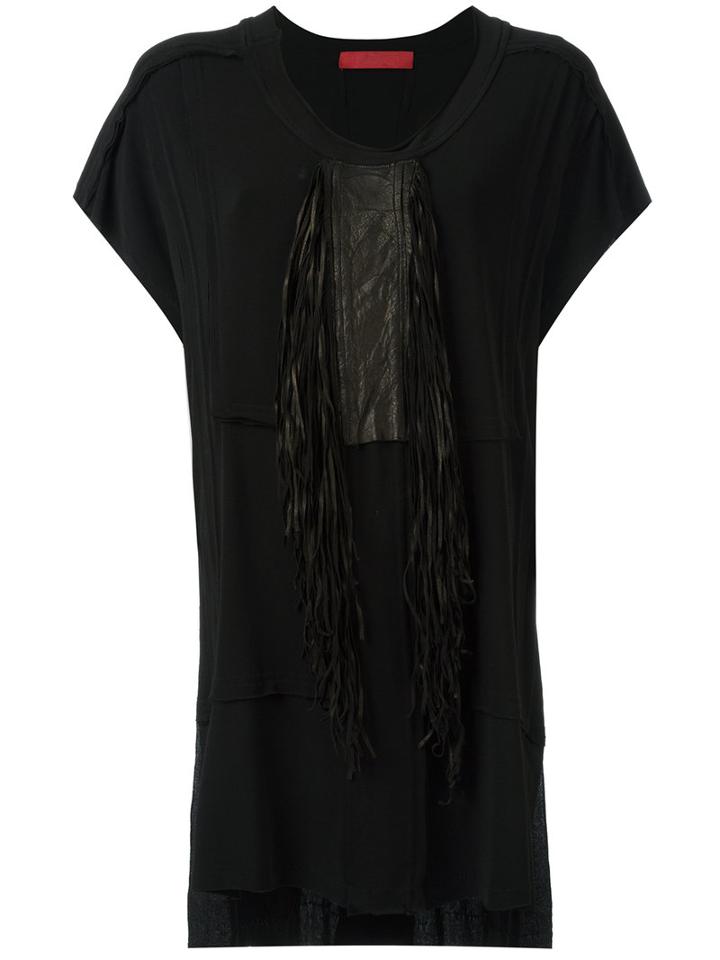 Di Liborio Fringed Mini Dress, Women's, Size: 40, Black, Leather/elastodiene/cupro