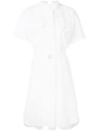 Sacai Band Collar High Low Shirt Dress - White