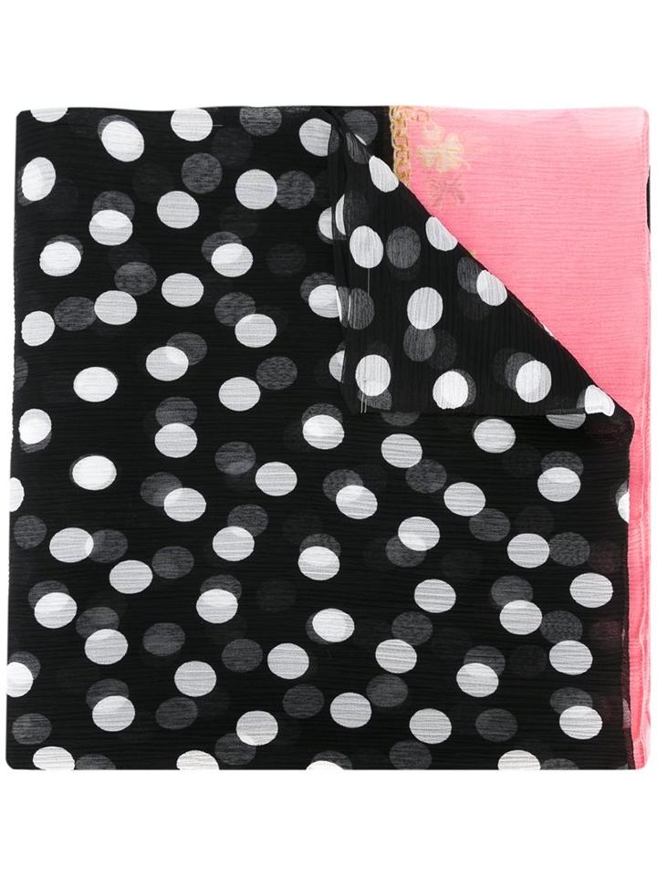 Dolce & Gabbana Polka Dot Print Scarf, Women's, Black, Silk