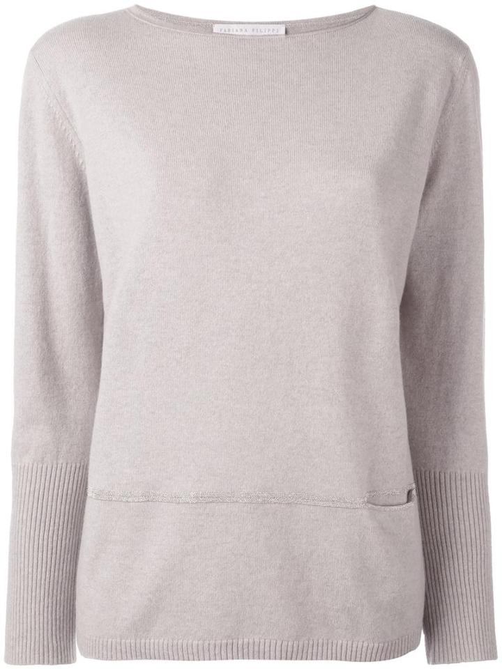 Fabiana Filippi Boat Neck Jumper, Women's, Size: 48, Nude/neutrals, Merino/silk/cashmere/brass