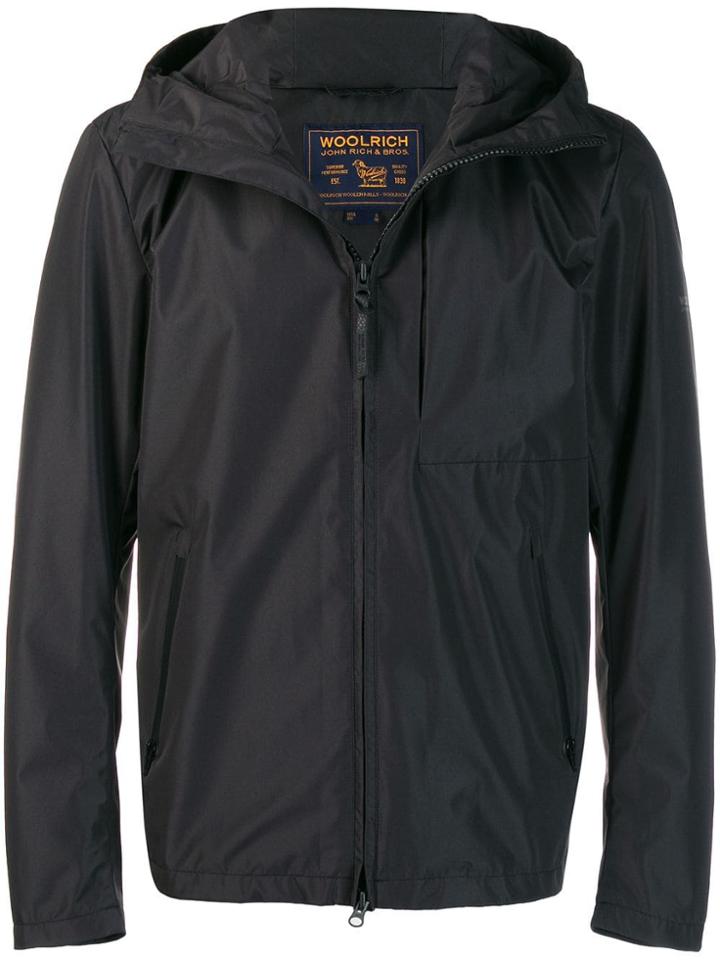 Woolrich Hooded Windbreaker Jacket - Black