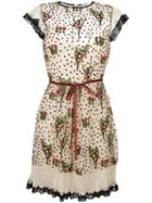 Red Valentino Floral Print Dress, Women's, Size: 40, Nude/neutrals, Polyester/polyamide