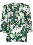 Dolce & Gabbana White Geranium Printed Top - Green