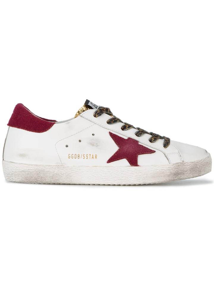 Golden Goose Deluxe Brand White & Burgundy Superstar Sneakers