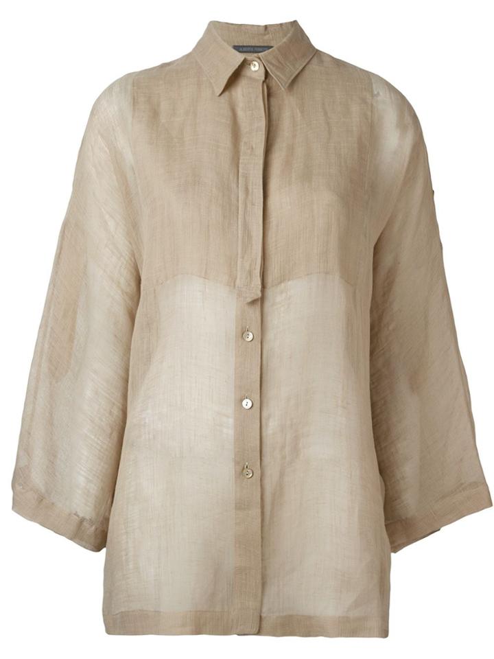 Alberta Ferretti Bell-sleeve Shirt - Nude & Neutrals