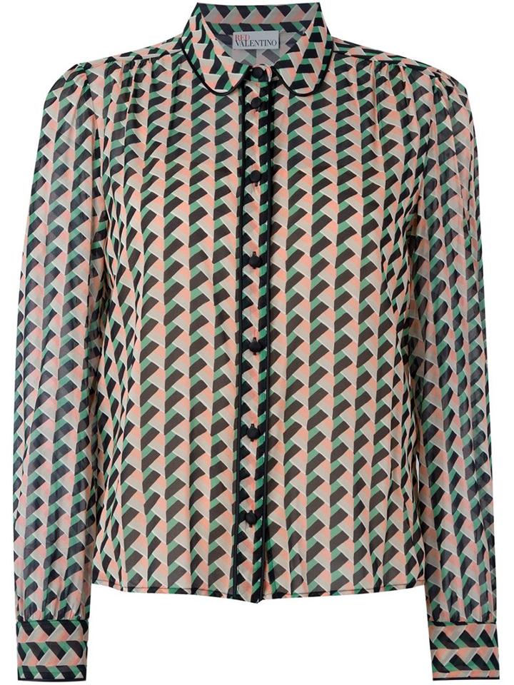 Red Valentino Geometric Print Shirt, Women's, Size: 42, Silk/spandex/elastane/polyester