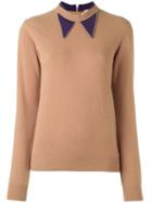 No21 Embellished Collar Jumper, Women's, Size: 42, Brown, Virgin Wool/cashmere/acetate/silk