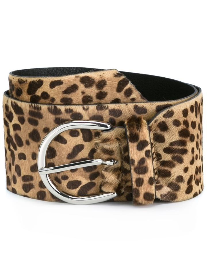 Isabel Marant Leopard Pattern Buckle Belt, Women's, Size: Medium, Nude/neutrals, Calf Hair