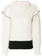 Sonia Rykiel Frill-trim Knitted Sweater - White