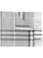 Burberry Checked Scarf, Women's, Grey, Cashmere