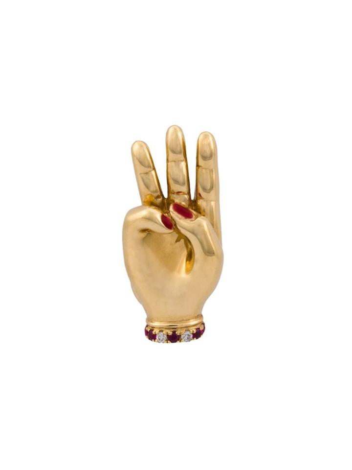 Yvonne Léon Ruby And Diamond Hand Earring, Women's, Metallic
