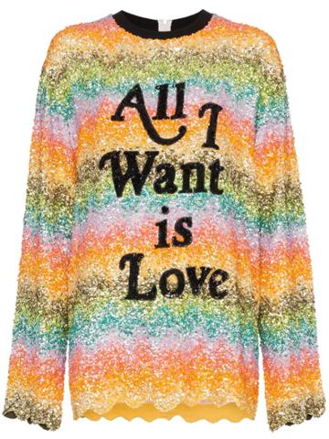 Ashish All I Want Is Love Sequin Embellished Silk Sweatshirt -
