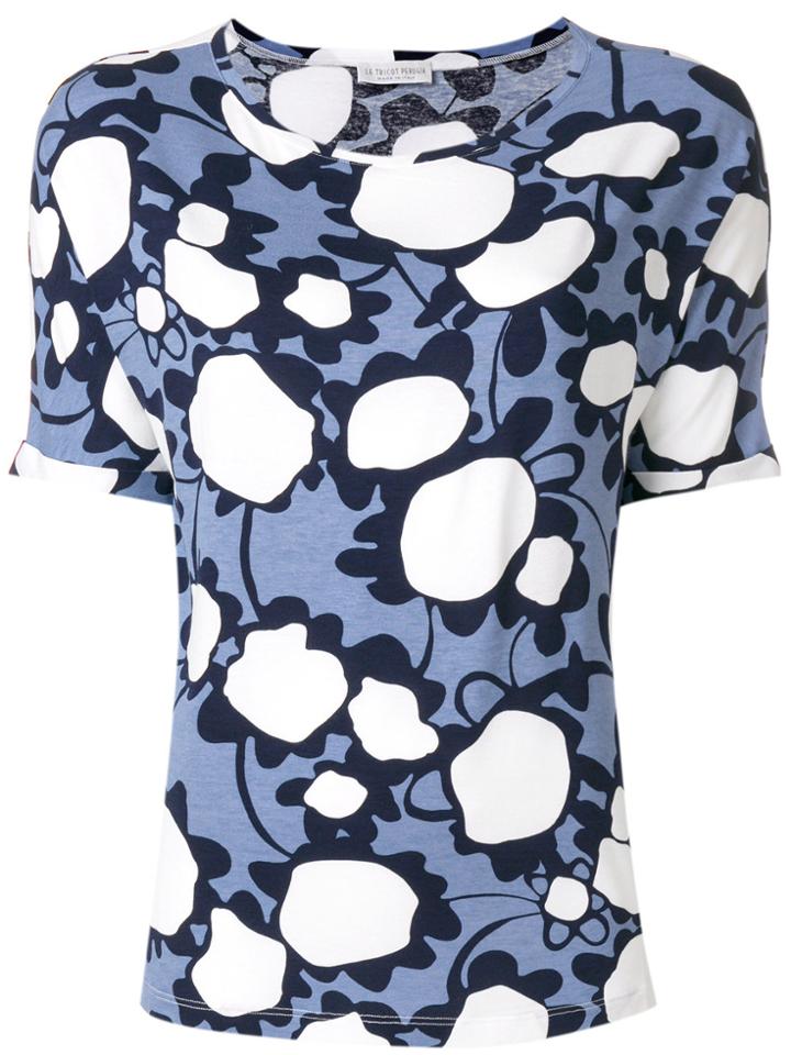 Le Tricot Perugia Floral Short-sleeve Top - Blue