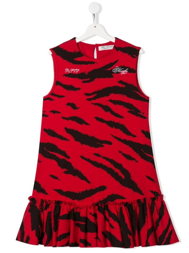 Philosophy Di Lorenzo Serafini Kids Teen Animal Print Dress - Red