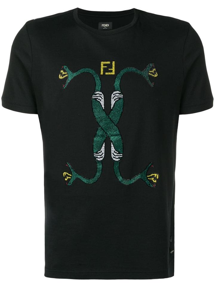 Fendi Crystal Embellished T-shirt - Blue