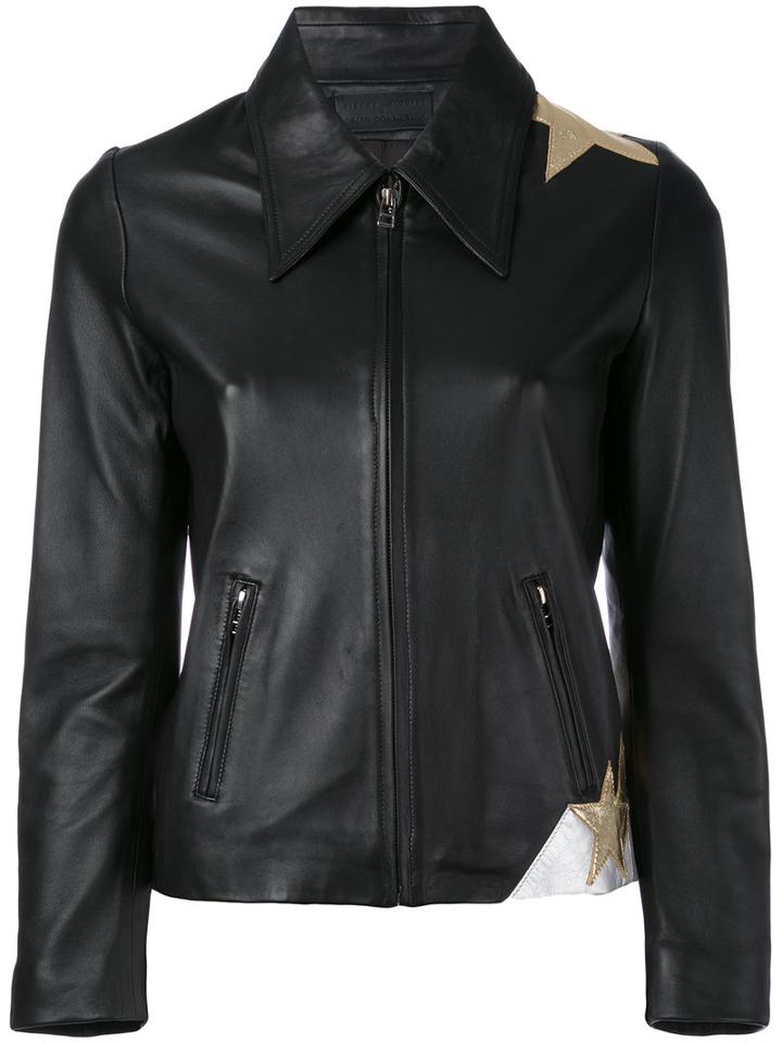 Faith Connexion - Star Patch Jacket - Women - Lamb Skin/viscose - 40, Black, Lamb Skin/viscose