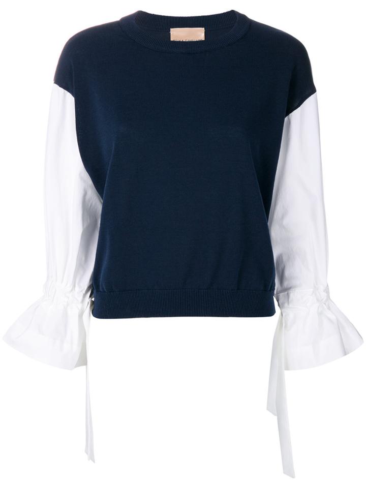Erika Cavallini Flared Cuff Knitted Top - Blue