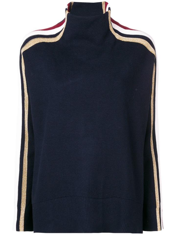 Tommy Hilfiger Stripe Detail Turtleneck Jumper - Blue