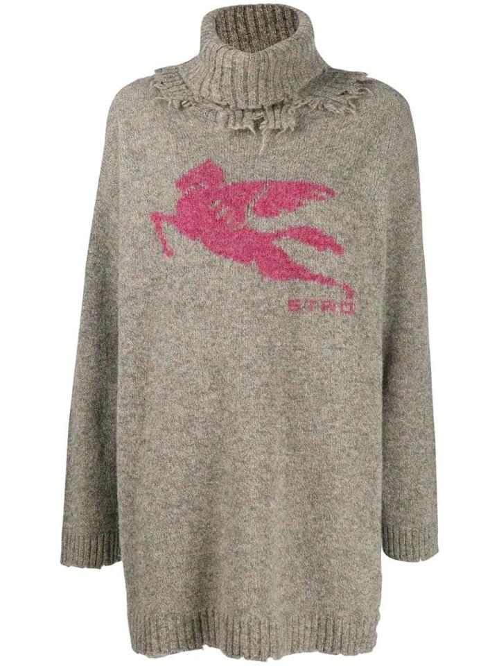 Etro Distressed Turtleneck Sweater - Grey