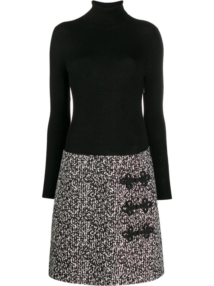 Paule Ka Contrast Roll Neck Dress - Black