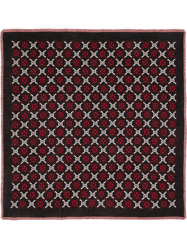 Gucci Black Gg Diamond Wool Shawl